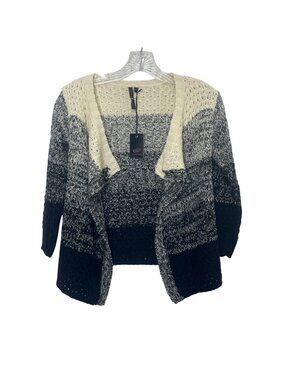 Poof! Girl Open Front Cardigan Sweater Girls Small Black Tan New Ombre
